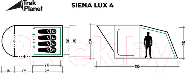 Изображение товара Палатка Trek Planet Siena Lux 4 / 70244 (зеленый)