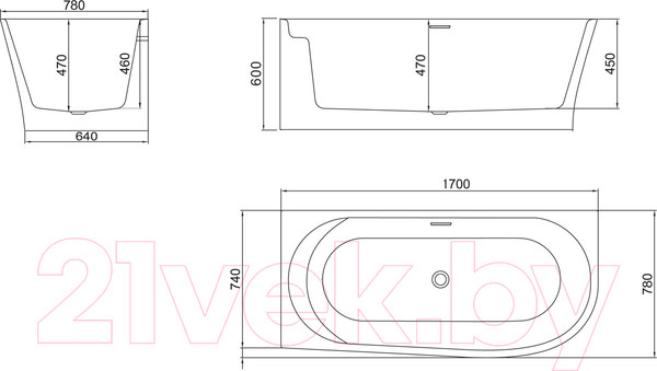 Изображение товара Ванна акриловая BelBagno BB410-1700-780-L