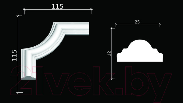 Изображение товара Молдинг Decor-Dizayn C1-DD35 гладкий (115x115x12)