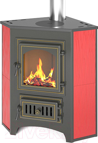 Изображение товара Печь-камин Везувий ПК-01 (220) угловой с плитой (красный)