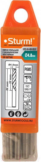 Изображение товара Набор сверл Sturm! 1055-04-4S8-SS10