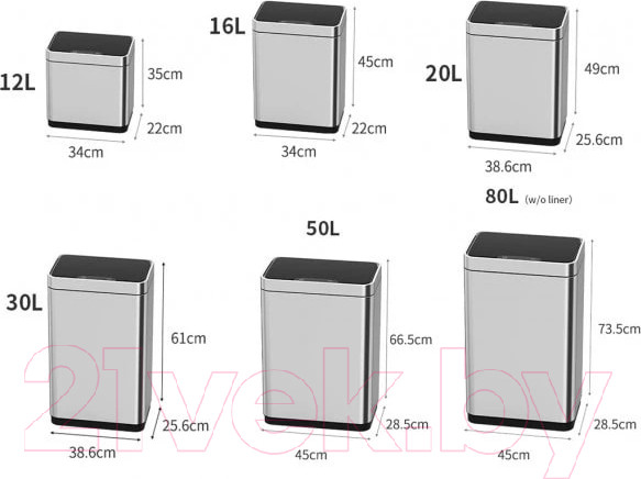 Изображение товара Сенсорное мусорное ведро JAVA Vagas (12л, синий)