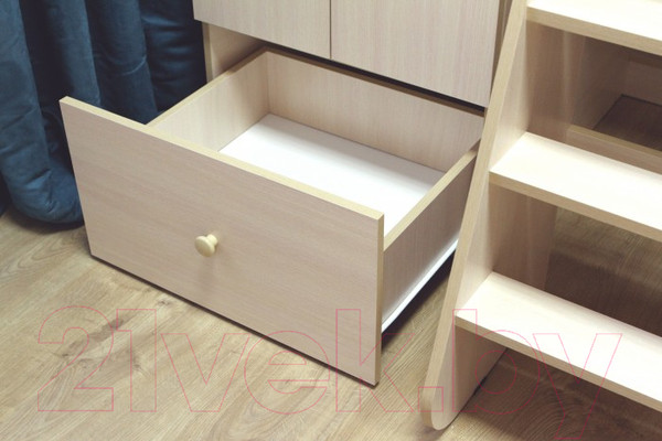 Изображение товара Кровать-чердак детская Можга Капризун 1 со шкафом / Р445 (белый)