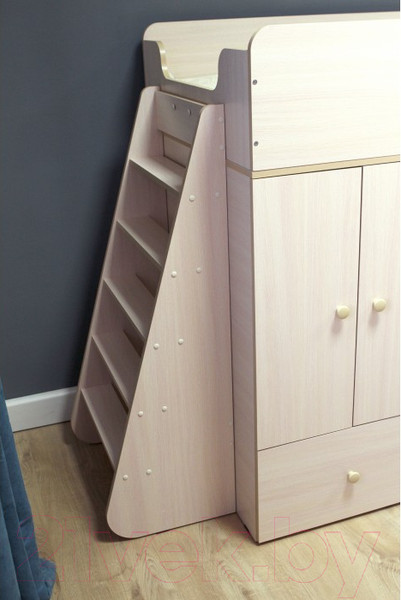 Изображение товара Кровать-чердак детская Можга Капризун 1 со шкафом / Р445 (белый)