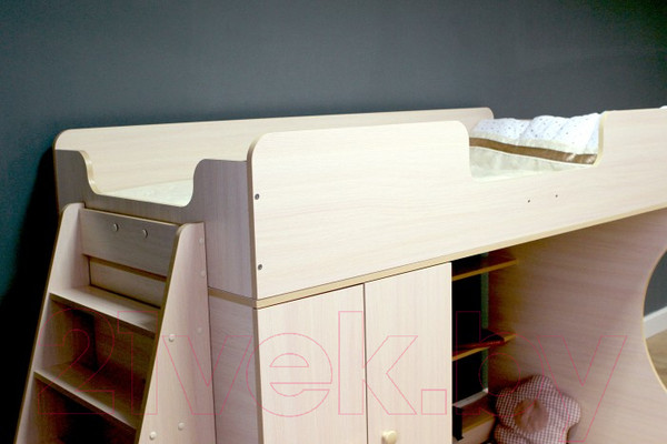 Изображение товара Кровать-чердак детская Можга Капризун 1 со шкафом / Р445 (белый)