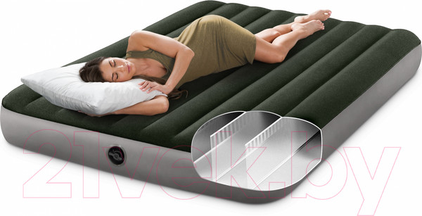 Изображение товара Надувной матрас Intex Downy Airbed 64763 (встроенный ножной насос)