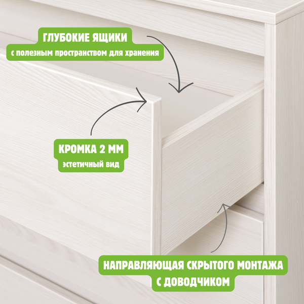 Изображение товара Комод Рэйгрупп Aleksa РГ-06 ARG-6 1679945 (ясень снежный)