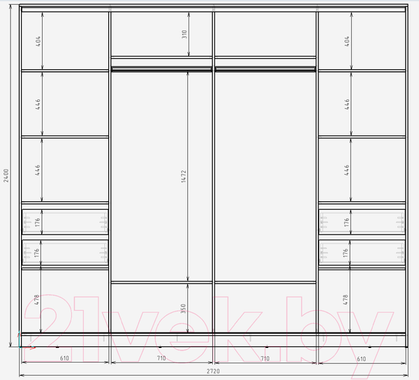 Изображение товара Шкаф-купе Рэйгрупп 272 VVX Elgon РГ-14.06 (венге/венге/хром)