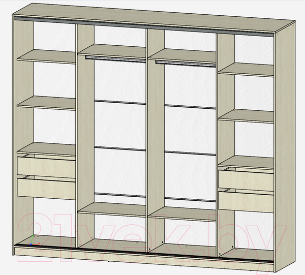 Изображение товара Шкаф-купе Рэйгрупп 272 VVX Elgon РГ-14.06 (венге/венге/хром)