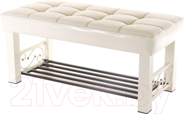 Изображение товара Банкетка AMC Lux 5 кожзам с полкой / 5.1Б100332 (бежевый/бежевый/коричневый)