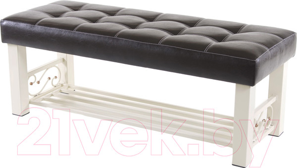 Изображение товара Банкетка AMC Lux 5 кожзам с полкой / 5.1Б120323 (бежевый/коричневый/бежевый)