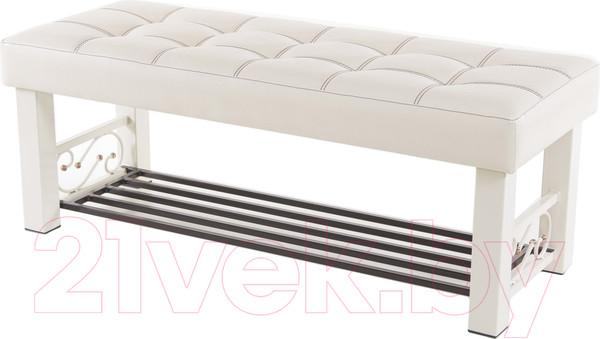 Изображение товара Банкетка AMC Lux 5 кожзам с полкой / 5.1Б120332 (бежевый/бежевый/коричневый)