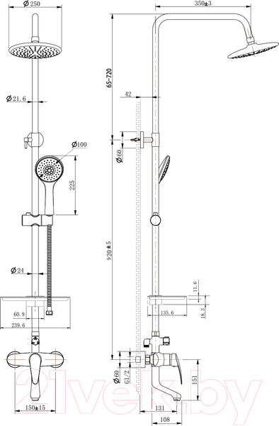 Изображение товара Душевая система со смесителем LEMARK Линара LM0462C