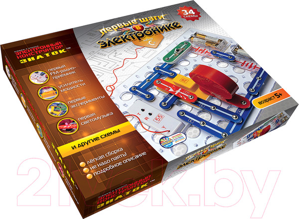 Изображение товара Научная игра Знаток Первые шаги в электронике. Набор С / 70198 (34 схемы)