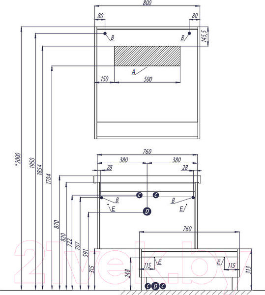 Изображение товара Зеркало Акватон Капри 80 (1A230402KPDB0)