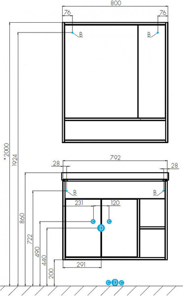Изображение товара Шкаф с зеркалом для ванной Акватон Флай 80 (1A237702FAX10)