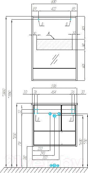 Изображение товара Шкаф с зеркалом для ванной Акватон Ривьера 60 (1A238902RVX20)
