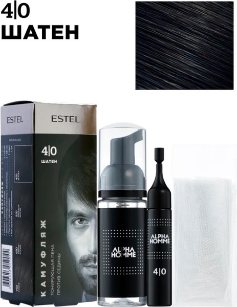 Изображение товара Краска-мусс для волос Estel Alpha Homme 4/0