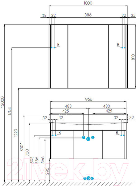 Изображение товара Тумба под умывальник Акватон Беверли 100 (1A236701BV010)