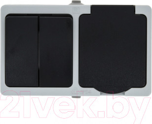 Изображение товара Блок выключатель+розетка КС Дабрабыт ОП 16А IP54 / 74845 (серый)