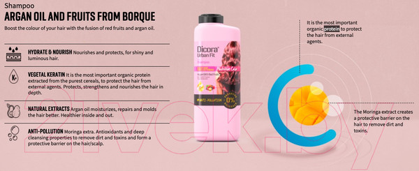 Изображение товара Шампунь для волос Dicora Для окрашенных волос с растительным кератином (400мл)