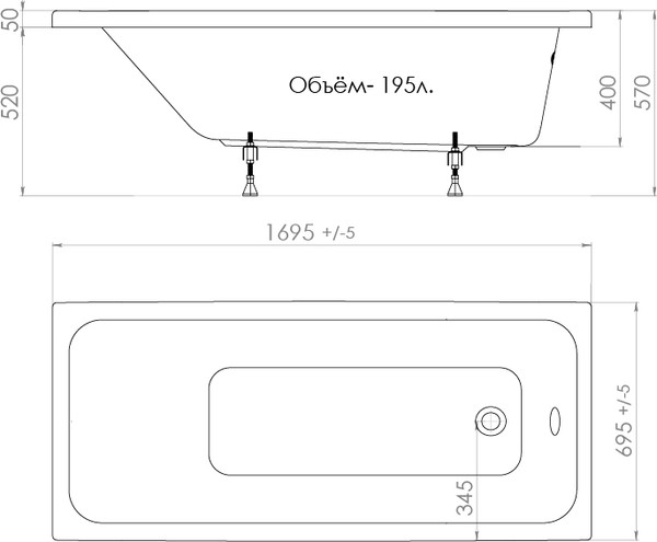 Изображение товара Ванна акриловая Triton Ультра 170x70 (с каркасом)