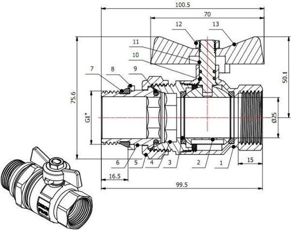 Изображение товара Шаровой кран AV Engineering AVE095001