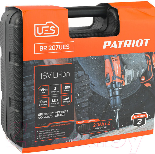 Изображение товара Аккумуляторная дрель-шуруповерт PATRIOT BR 207UES (180301507)