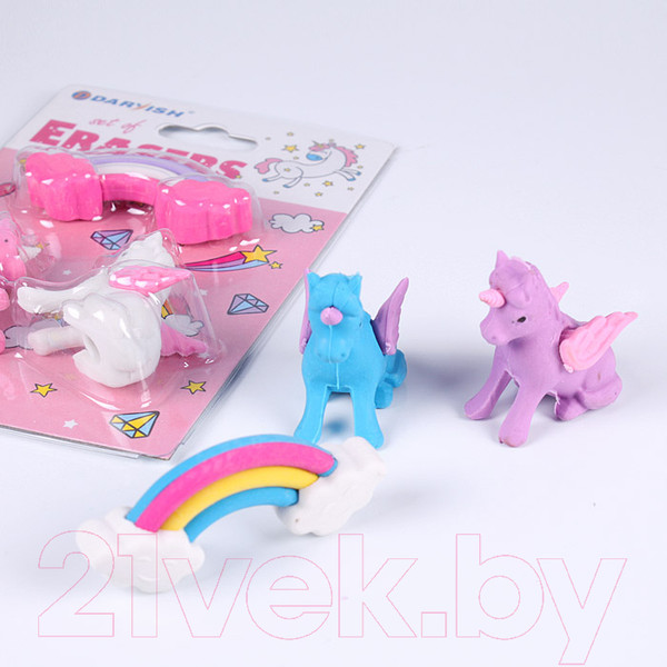 Изображение товара Набор ластиков Darvish Единорожка / DV-12469 (3шт)