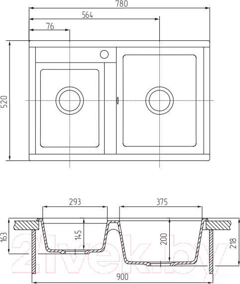 Изображение товара Мойка кухонная Акватон Делия 78 DBL (1A723132DE260)