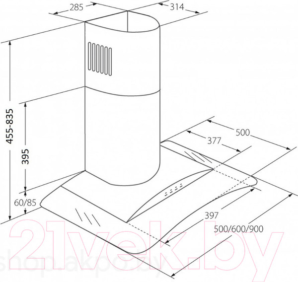 Изображение товара Вытяжка купольная Akpo Largo 50 WK-4 (черный)