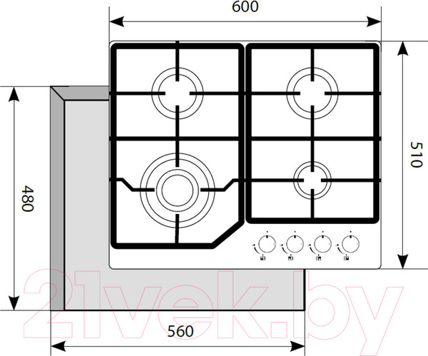 Изображение товара Газовая варочная панель Akpo PGA 604 FGC BL Turbo