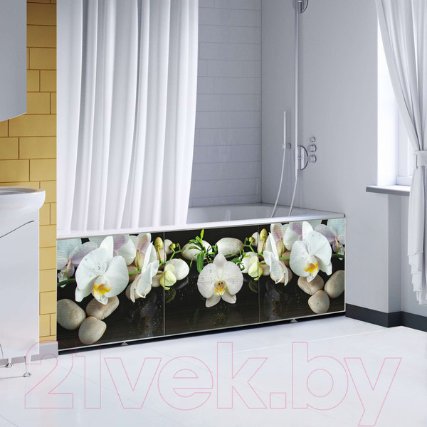 Изображение товара Экран для ванны Comfort Alumin Group Орхидея на черном 3D 150x50