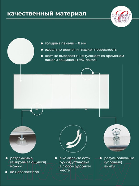 Изображение товара Экран для ванны Comfort Alumin Group Белый глянцевый 120