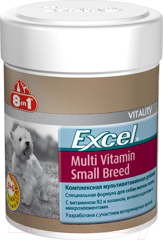 Изображение товара Кормовая добавка для животных 8in1 Exsel Multi VitaminSmallBreed / 109372/660471 (70таб)