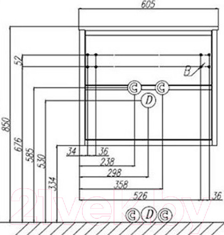 Изображение товара Тумба под умывальник Акватон Римини 60 (1A226601RN010)