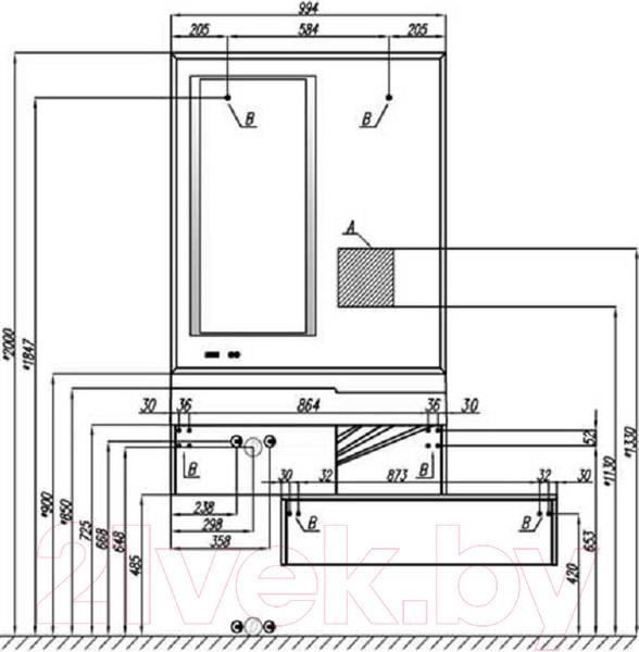 Изображение товара Тумба для ванной Акватон Сакура 100 (1A234803SKW80)