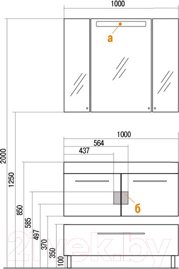 Изображение товара Тумба для ванной Акватон Мадрид 100 М (1A127903MA010)