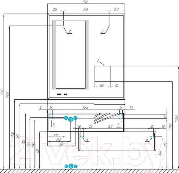 Изображение товара Тумба под умывальник Акватон Сакура 100 (1A234901SKW80)