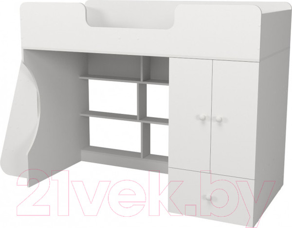 Изображение товара Кровать-чердак детская Можга Капризун 2 со шкафом / Р446 (белый)