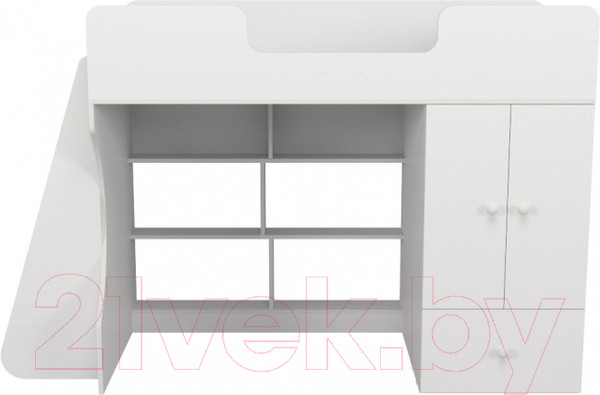 Изображение товара Кровать-чердак детская Можга Капризун 2 со шкафом / Р446 (белый)