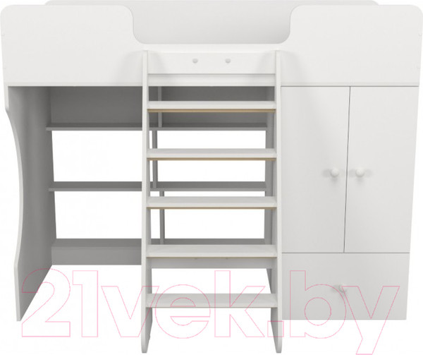 Изображение товара Кровать-чердак детская Можга Капризун 2 со шкафом / Р446 (белый)