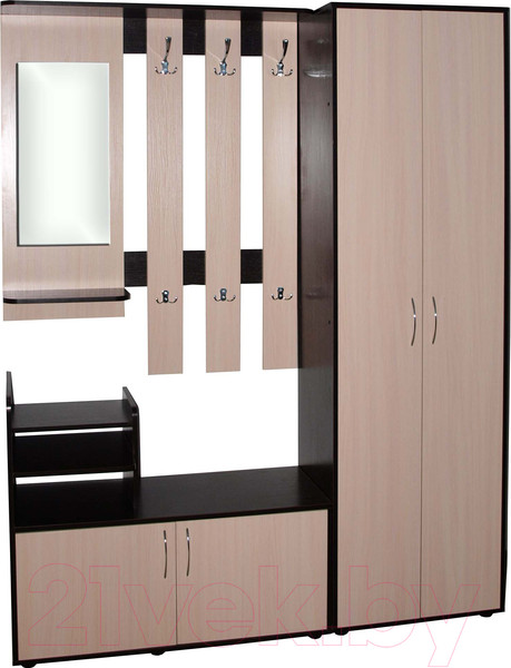 Изображение товара Секция в прихожую Компас-мебель Уют КС-006 1.6м (венге темный/дуб молочный)