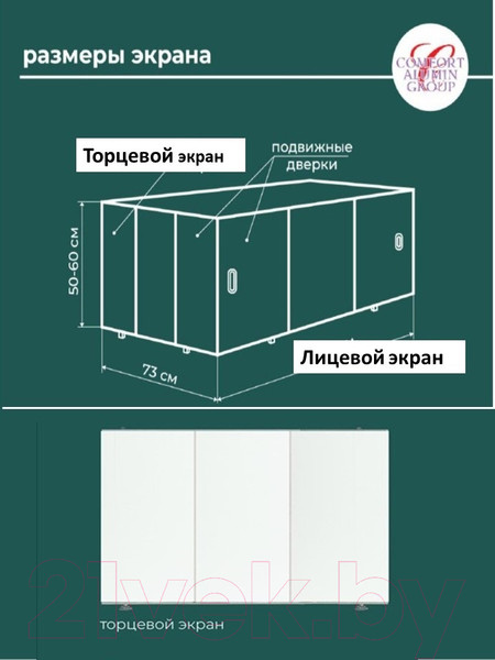 Изображение товара Экран для ванны Comfort Alumin Group Белый глянцевый (торцевой)
