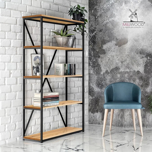 Изображение товара Стеллаж Millwood Neo Loft СН-1 Л (дуб золотой Craft/металл черный)