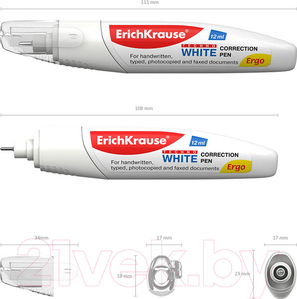 Изображение товара Корректор для текста Erich Krause Techno White Ergo / 22105