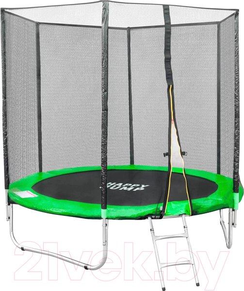 Изображение товара Батут Happy Jump PRO 8ft с внешней сеткой и лестницей (252см, зеленый)