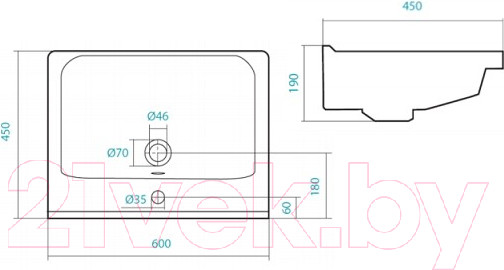 Изображение товара Тумба с умывальником Акватон Капри 60 (1A2301K1KP010)