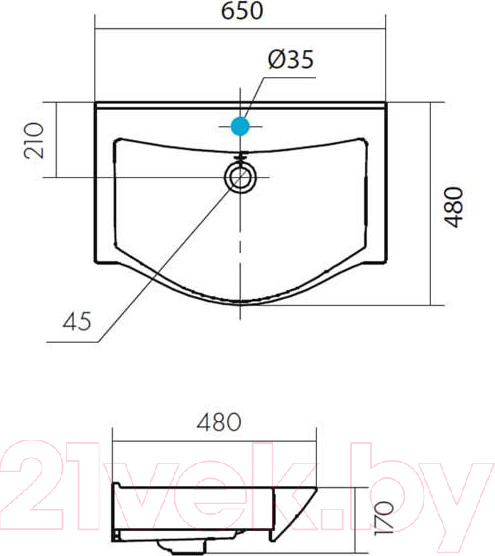 Изображение товара Тумба с умывальником Акватон Беверли 65 (1A2353K0BV010)