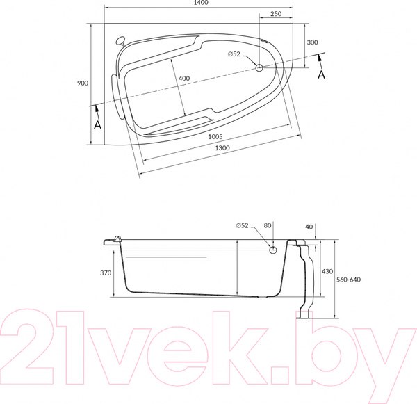Изображение товара Ванна акриловая Cersanit Joanna 140x90 L (с каркасом и экраном)
